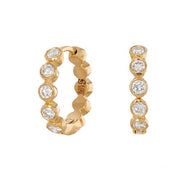 SETHI COUTURE Modern Bezel 18K Yellow Gold White Diamond Huggie Earrings